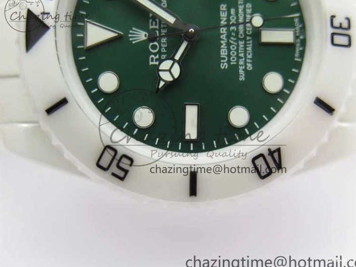 40mm 5GF Best Green Dial White Edition Submariner Strap White Ceramic Rubber SA3135 on 0209